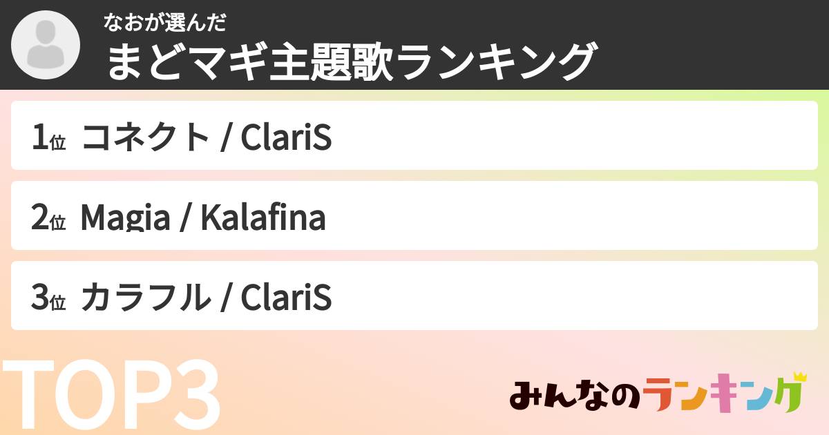なおさんの「まどマギ主題歌ランキング」