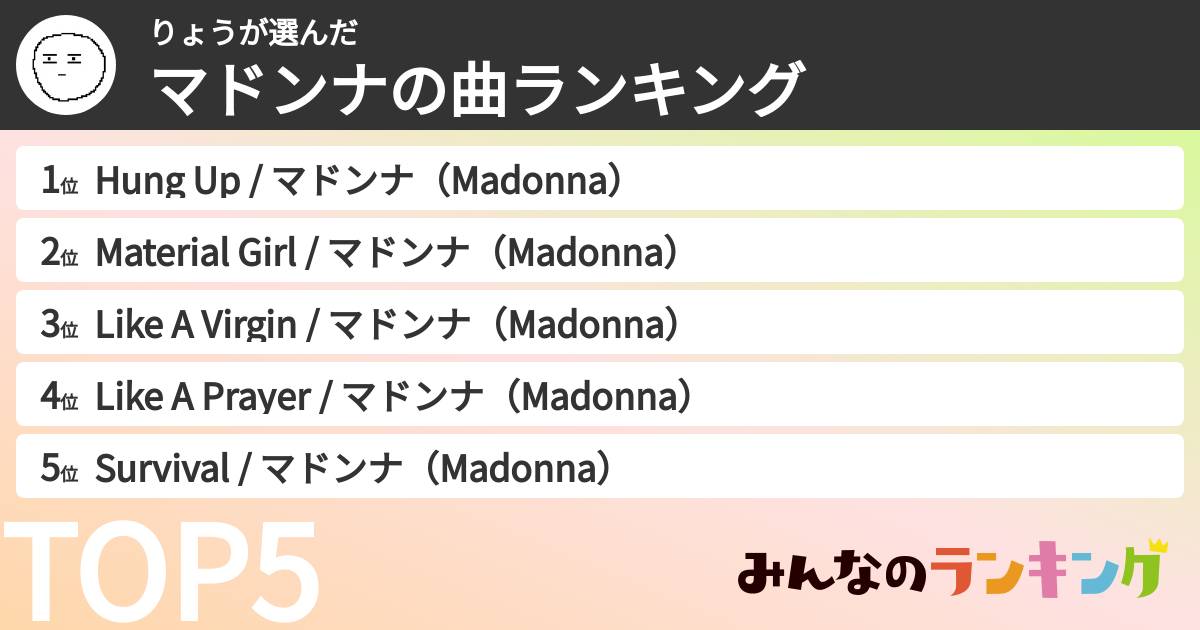 りょうさんの「マドンナの曲ランキング」