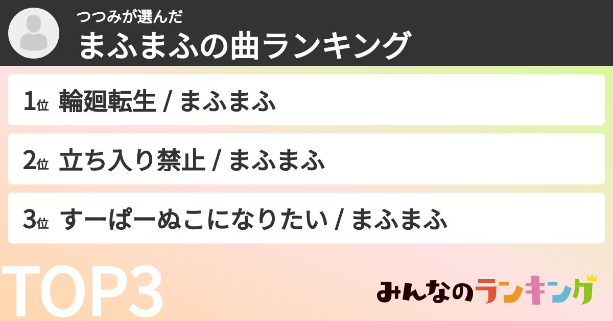 つつみさんの「まふまふの曲ランキング」