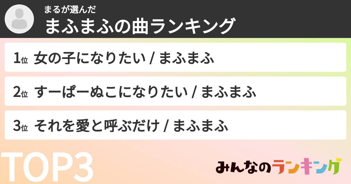 まるさんの「まふまふの曲ランキング」
