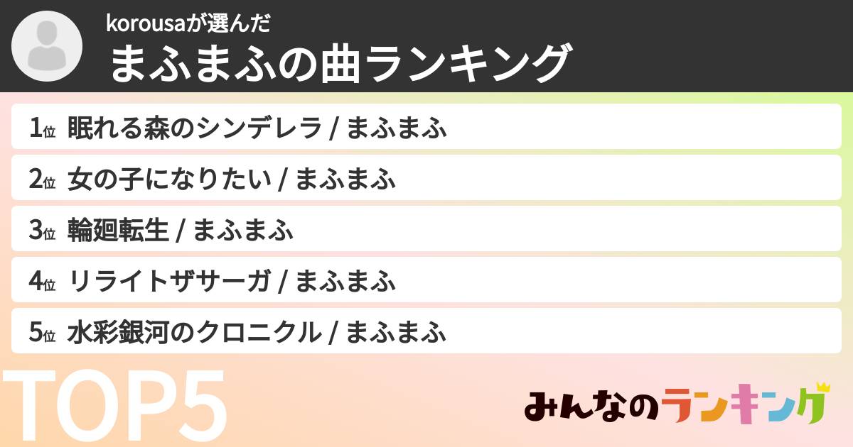 korousaさんの「まふまふの曲ランキング」