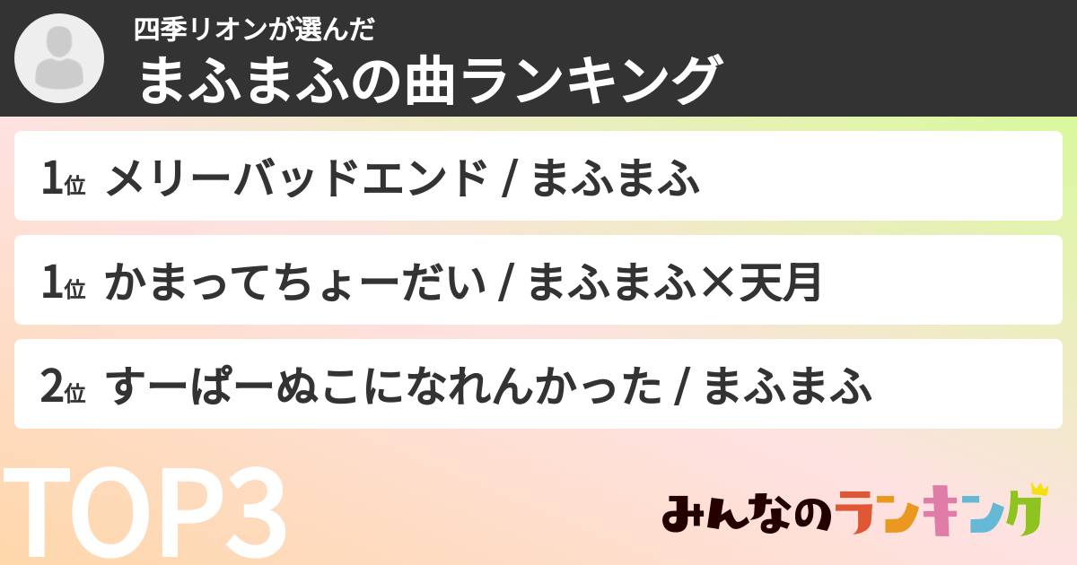 四季リオンさんの「まふまふの曲ランキング」