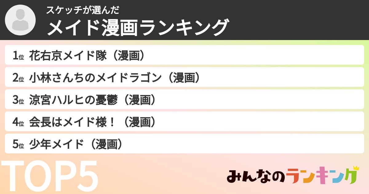 スケッチさんの「メイド漫画ランキング」