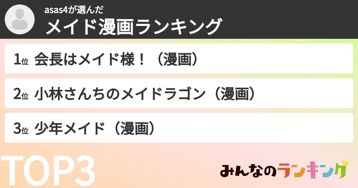 asas4さんの「メイド漫画ランキング」