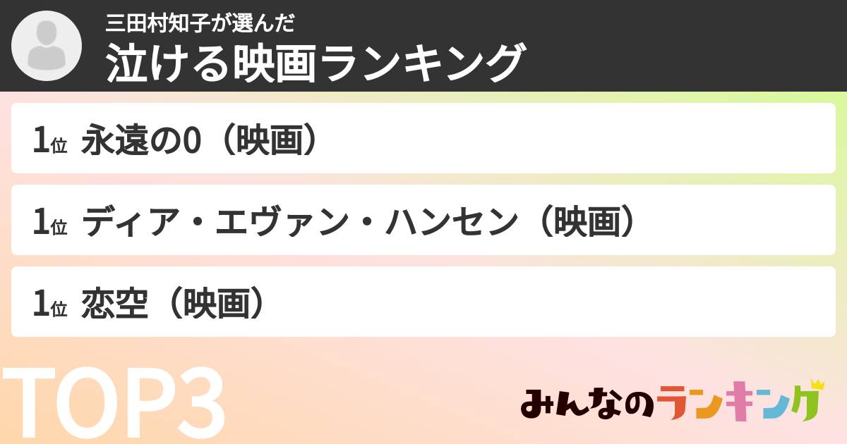 三田村知子さんの「泣ける映画ランキング」