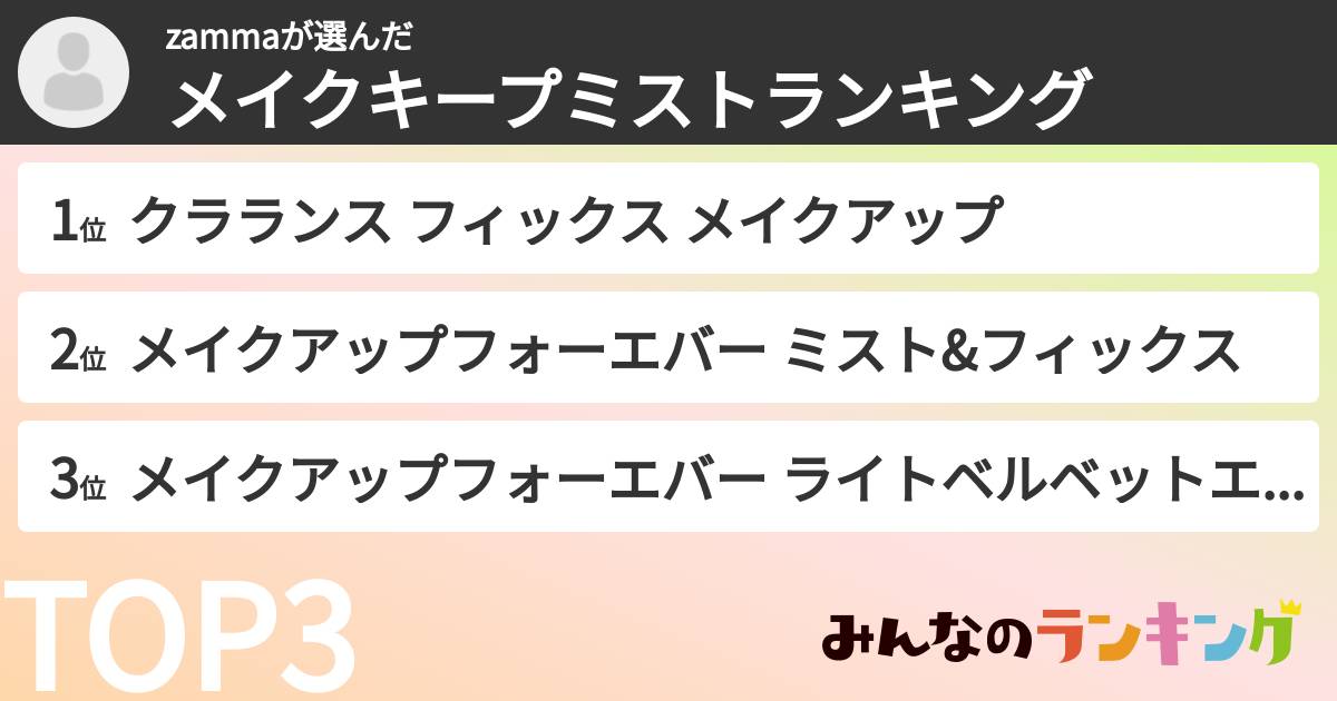 zammaさんの「メイクキープミストランキング」