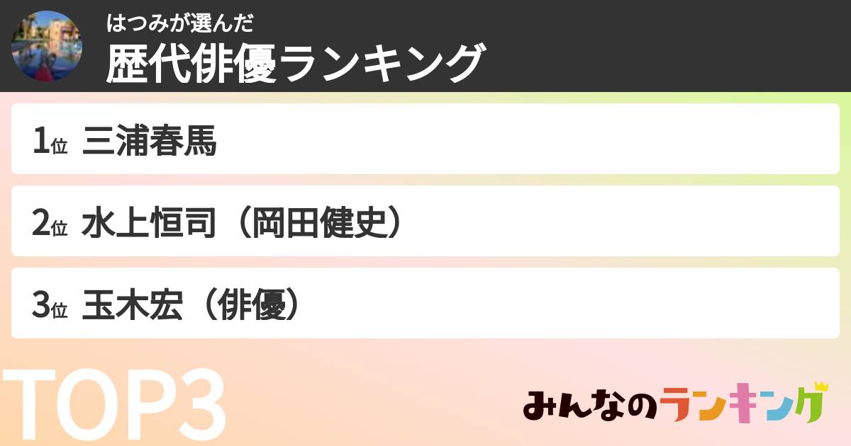 はつみさんの「歴代俳優ランキング」