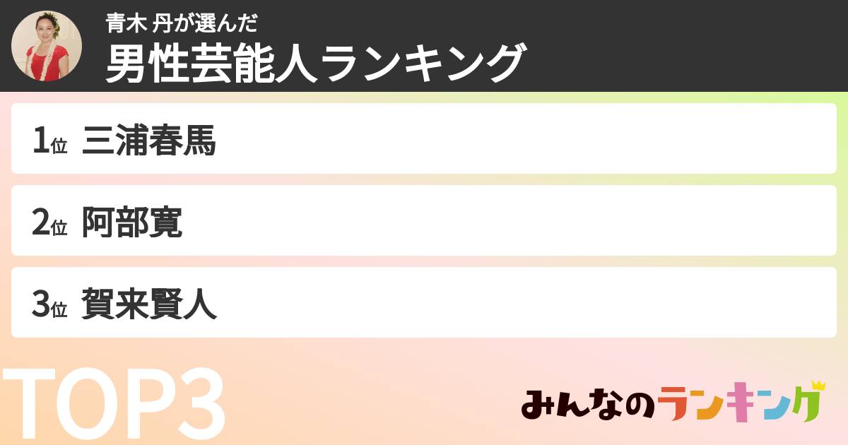 青木 丹さんの「男性芸能人ランキング」