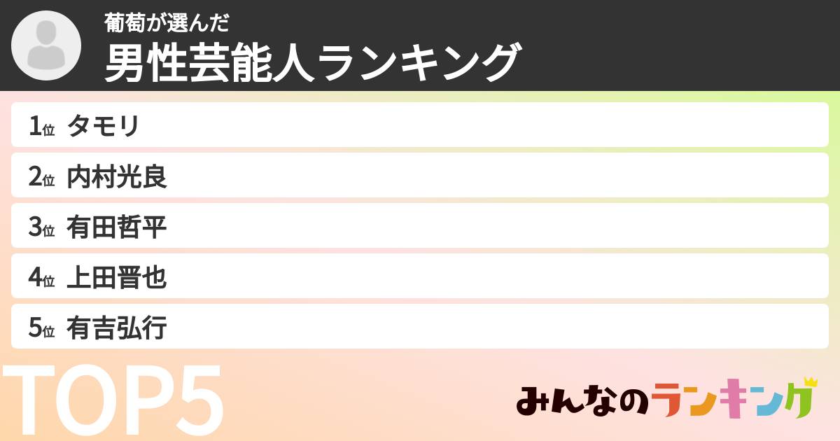 葡萄さんの「男性芸能人ランキング」