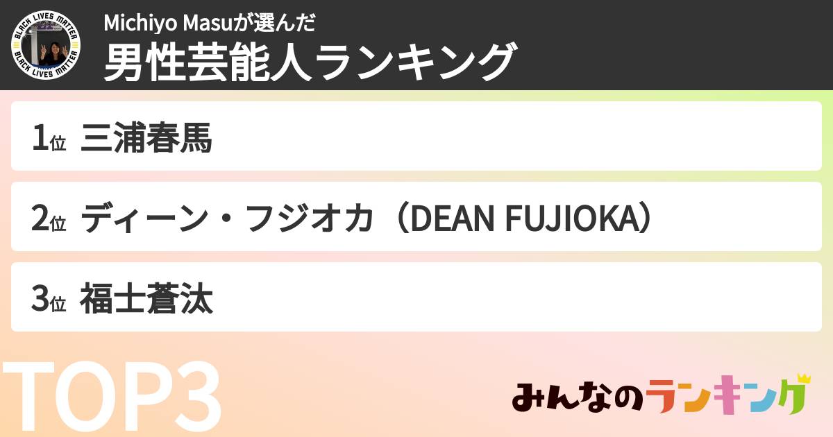 Michiyo Masuさんの「男性芸能人ランキング」