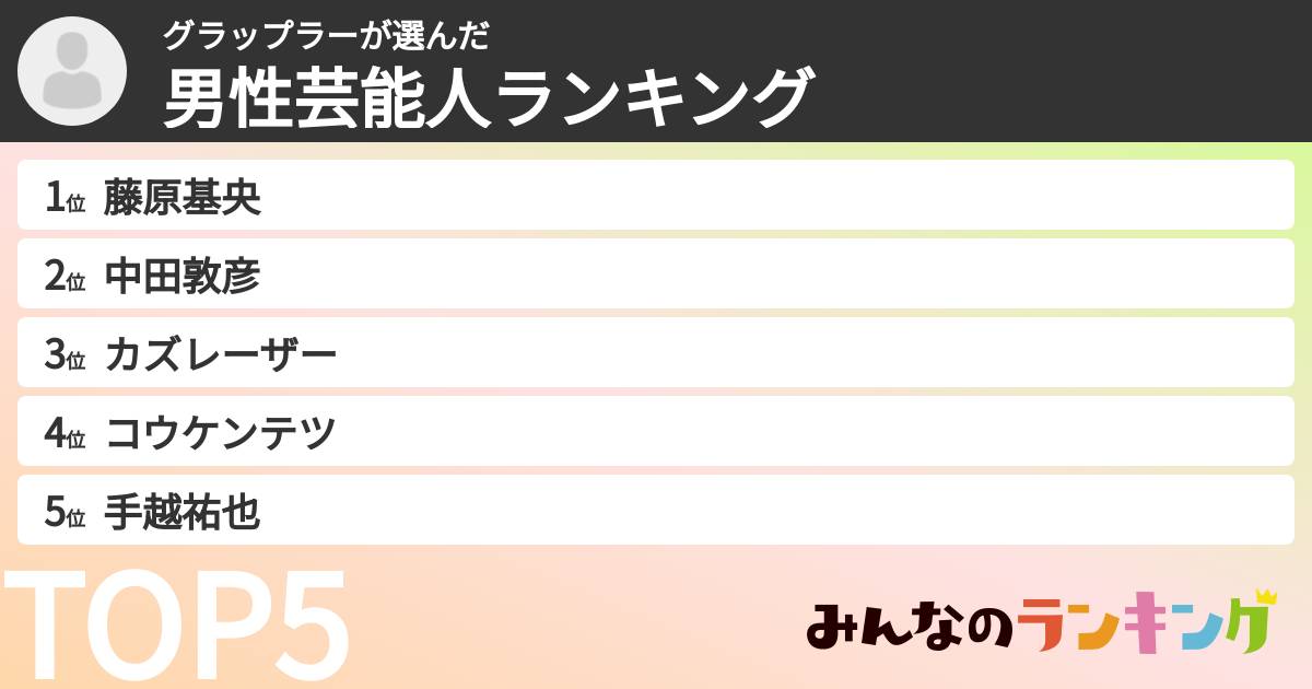 グラップラーさんの「男性芸能人ランキング」