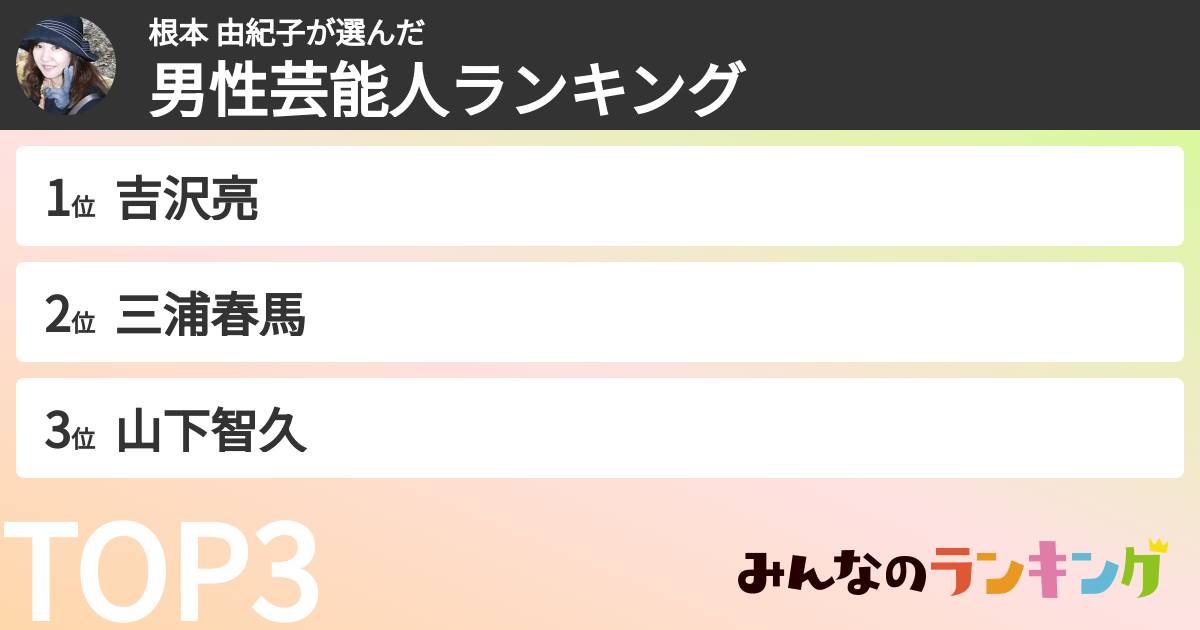 根本 由紀子さんの「男性芸能人ランキング」