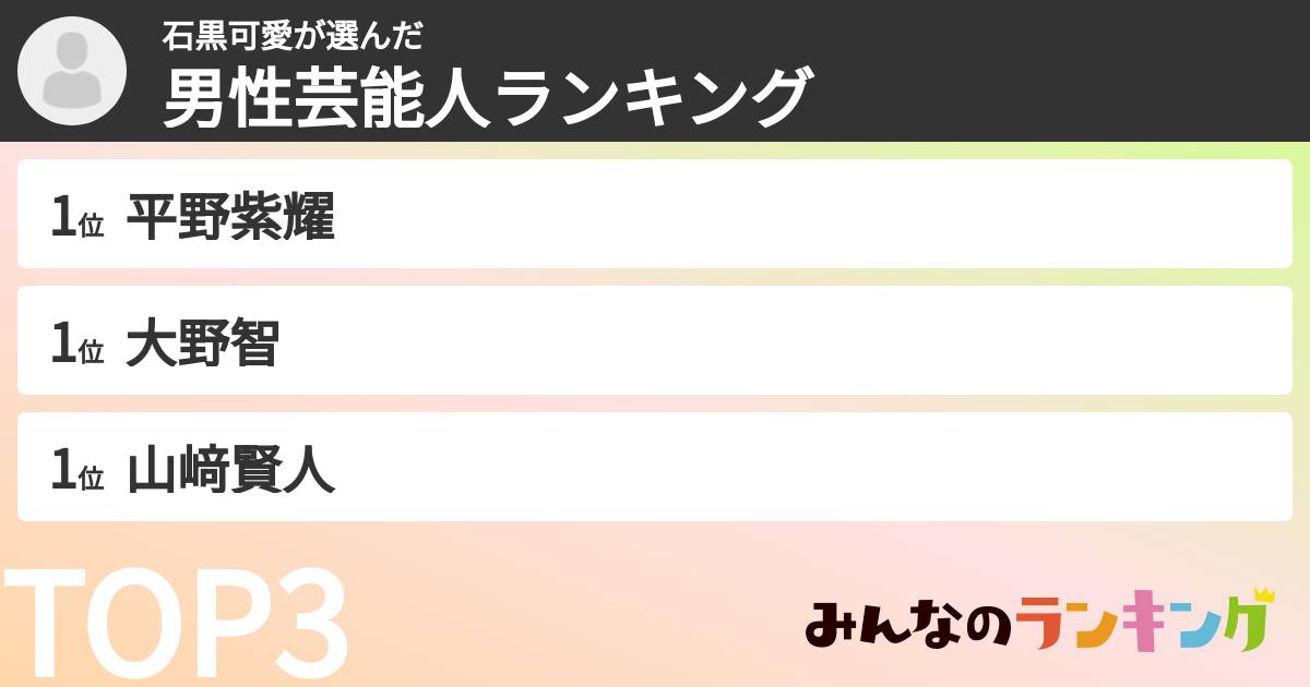 石黒可愛さんの「男性芸能人ランキング」
