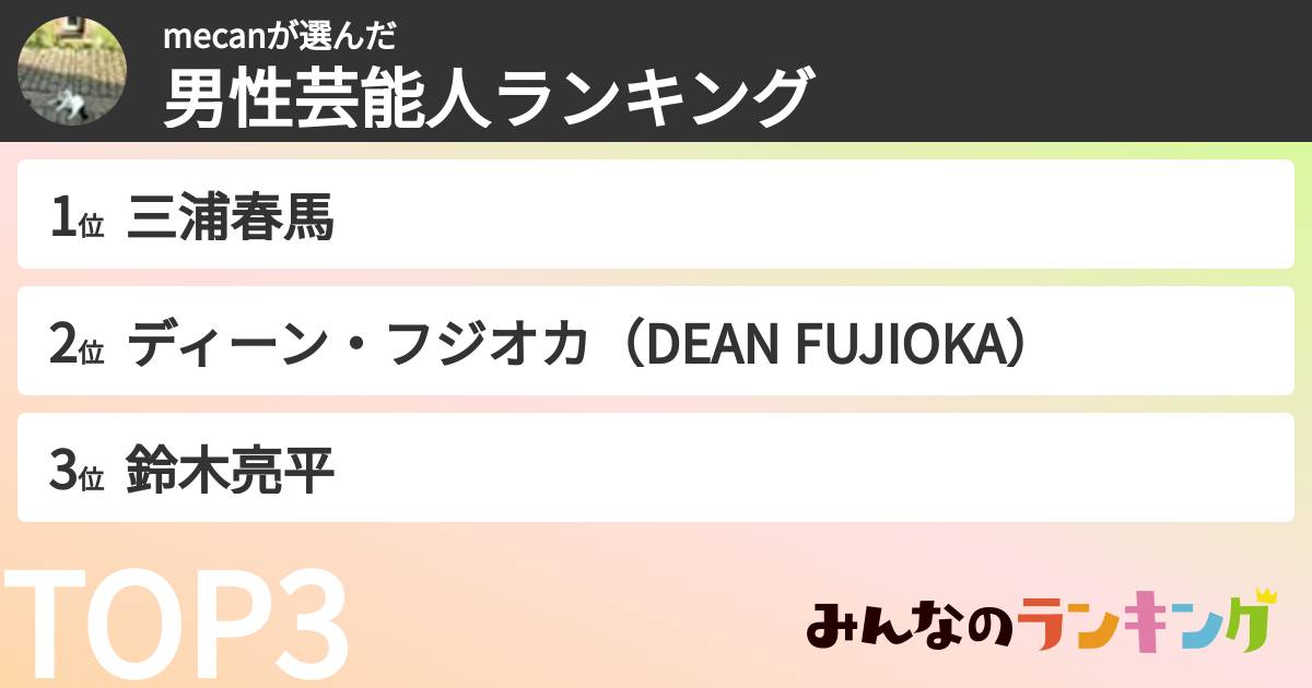 mecanさんの「男性芸能人ランキング」