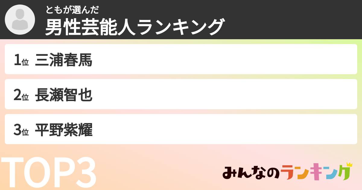 ともさんの「男性芸能人ランキング」