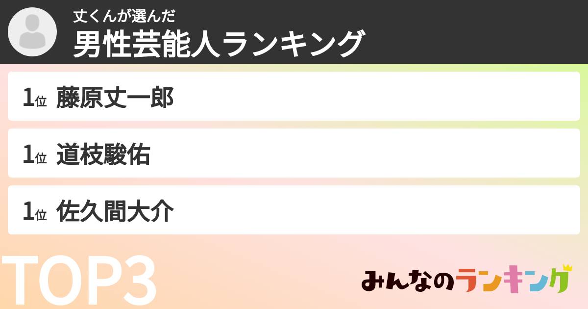 丈くんさんの「男性芸能人ランキング」