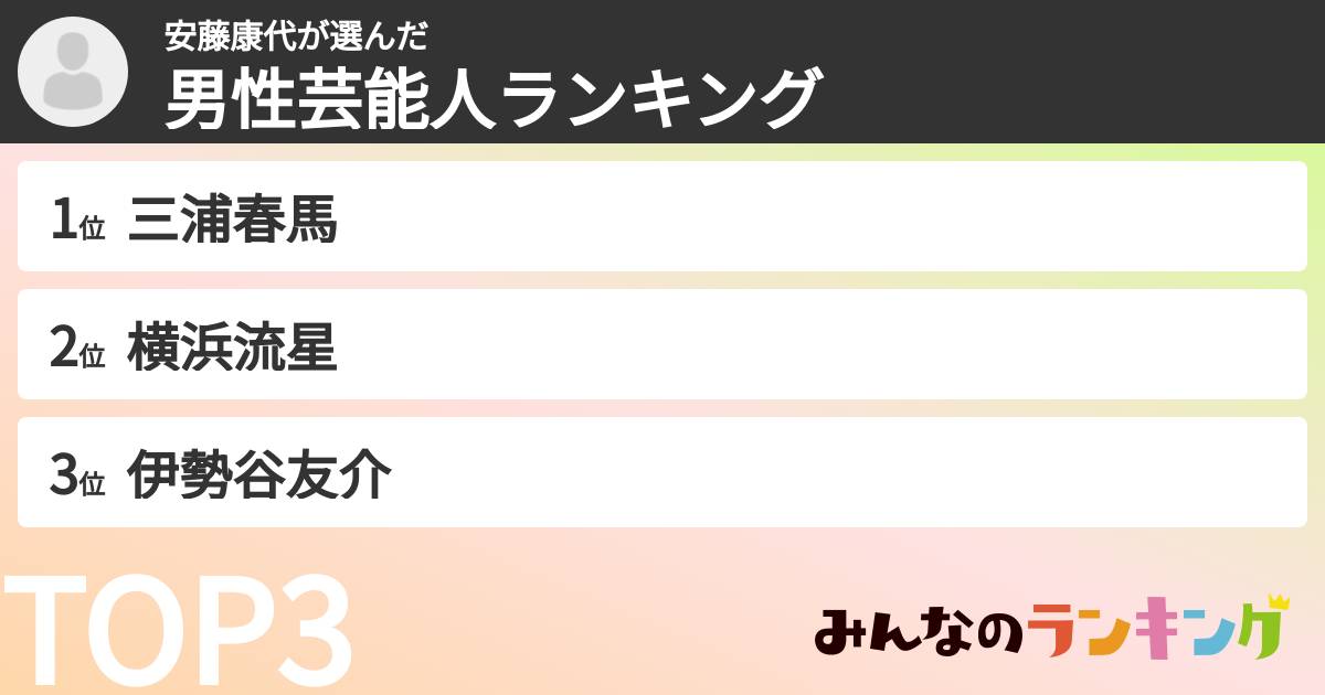 安藤康代さんの「男性芸能人ランキング」