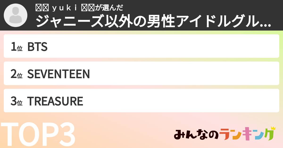 ⟭⟬ ｙｕｋｉ ⟬⟭さんの「ジャニーズ以外の男性アイドルグループランキング」