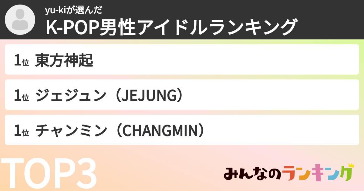 yu-kiさんの「K-POP男性アイドルランキング」
