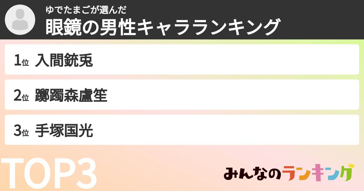 ゆでたまごさんの「眼鏡の男性キャラランキング」