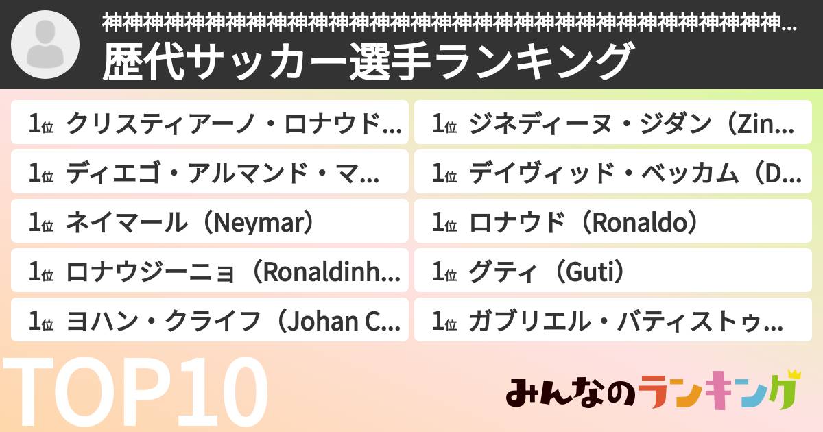 神神神神神神神神神神神神神神神神神神神神神神神神神神神神神神神神神神神神神神神神神神神神神神神神神神神神神神神神神神神神神神神神神神神神神神神神神神神神神神神神神神神神神神神神神神神神神神神神神神神神神神神神神神神神神神神神神神神神神神神神神神神さんの「歴代サッカー選手ランキング」
