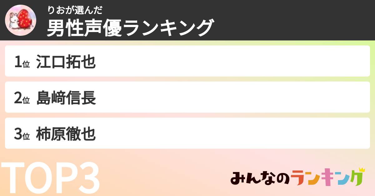 りおさんの「男性声優ランキング」