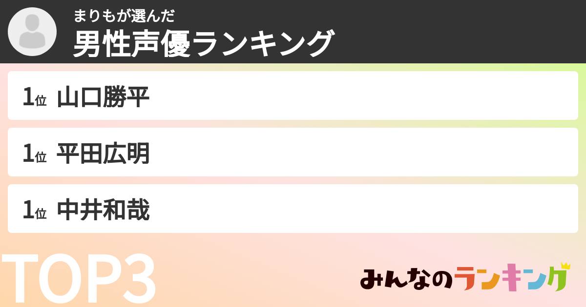 まりもさんの「男性声優ランキング」