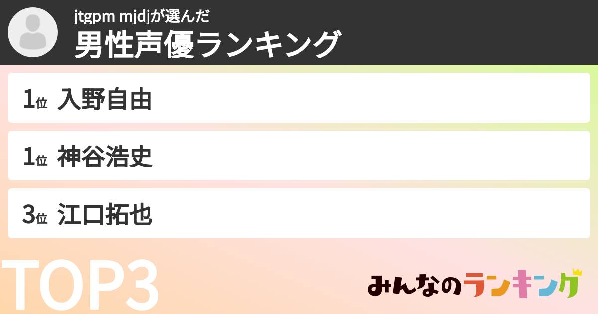 jtgpm mjdjさんの「男性声優ランキング」