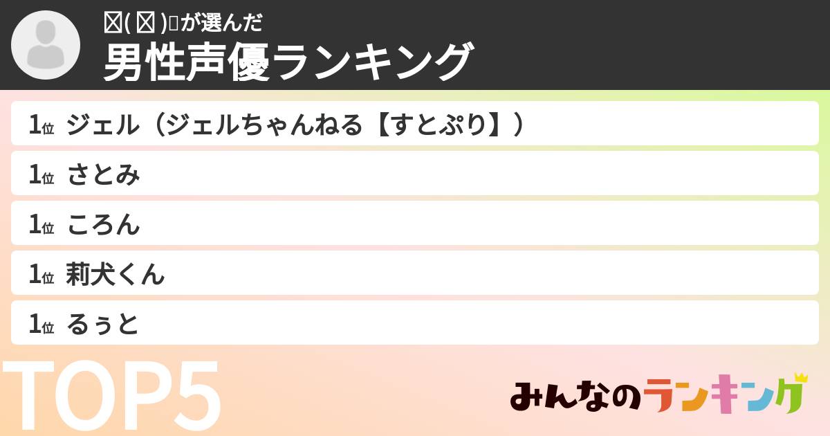 ✌︎(   ᐙ   )✌さんの「男性声優ランキング」