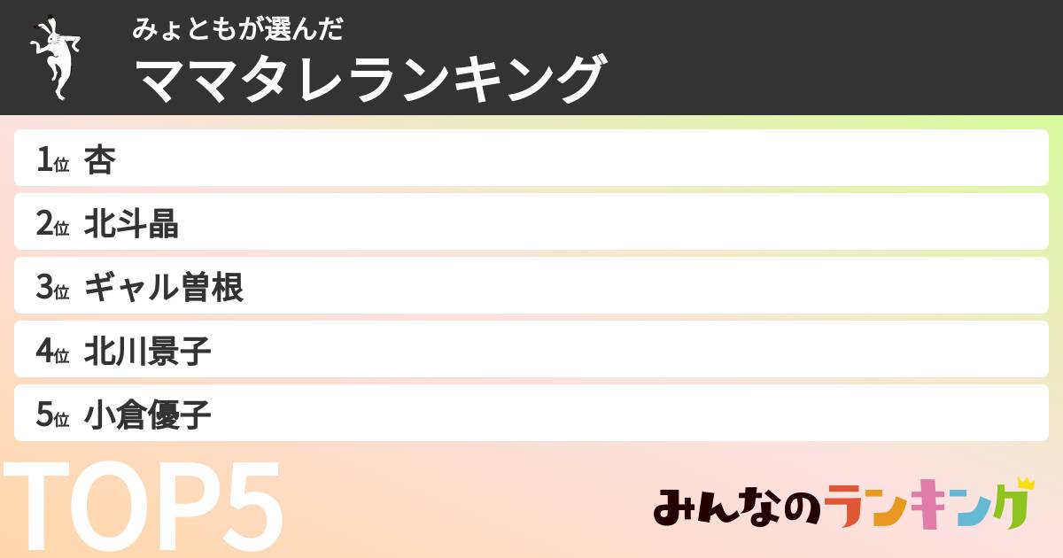 みょともさんの「ママタレランキング」