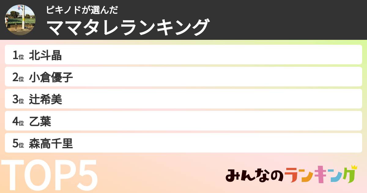 ピキノドさんの「ママタレランキング」