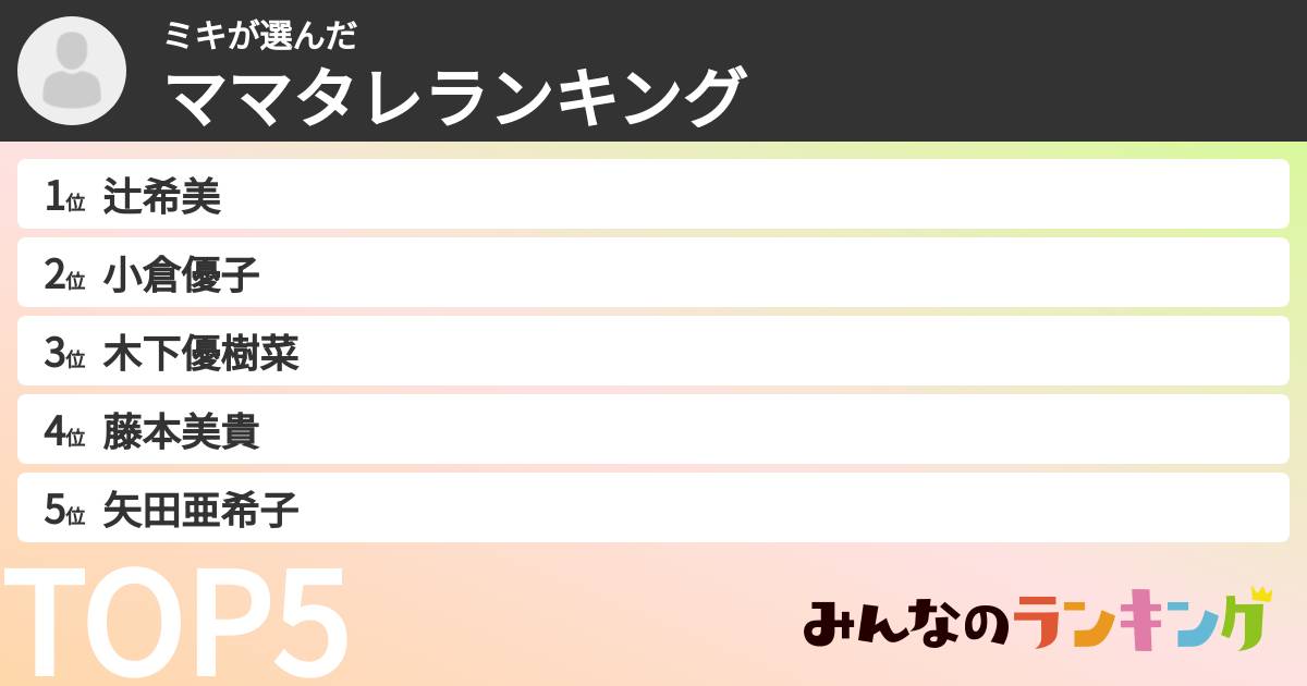 ミキさんの「ママタレランキング」