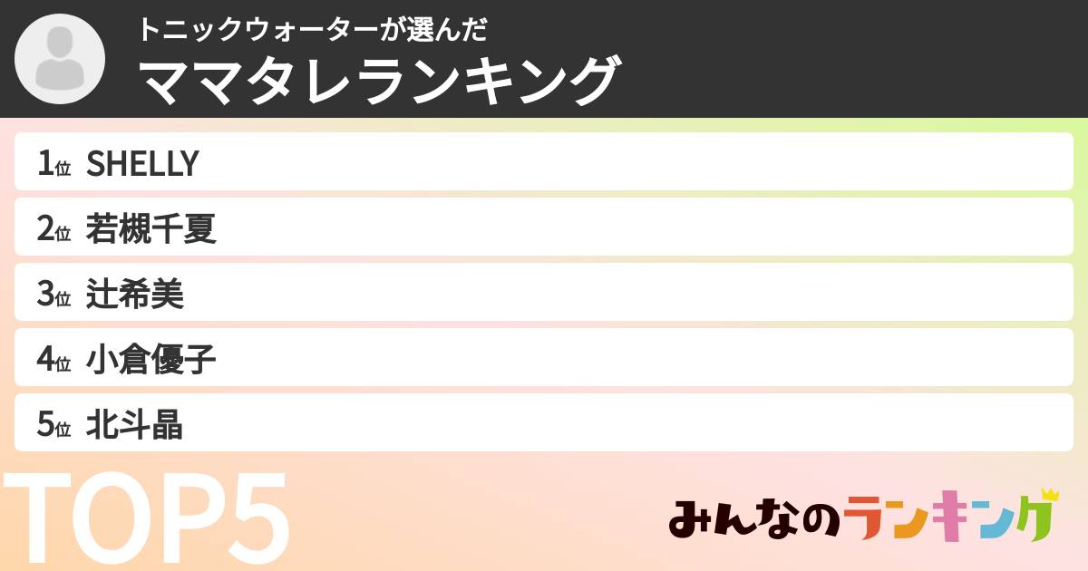トニックウォーターさんの「ママタレランキング」