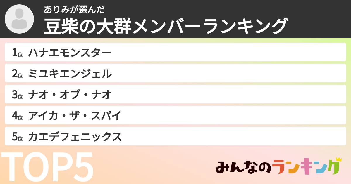 ありみさんの「豆柴の大群メンバーランキング」