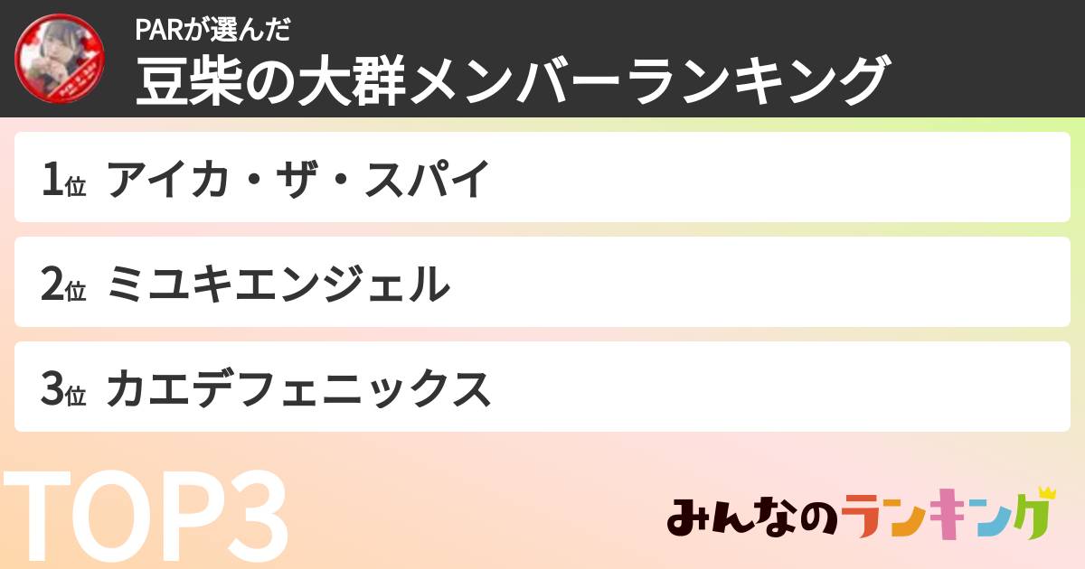 PARさんの「豆柴の大群メンバーランキング」