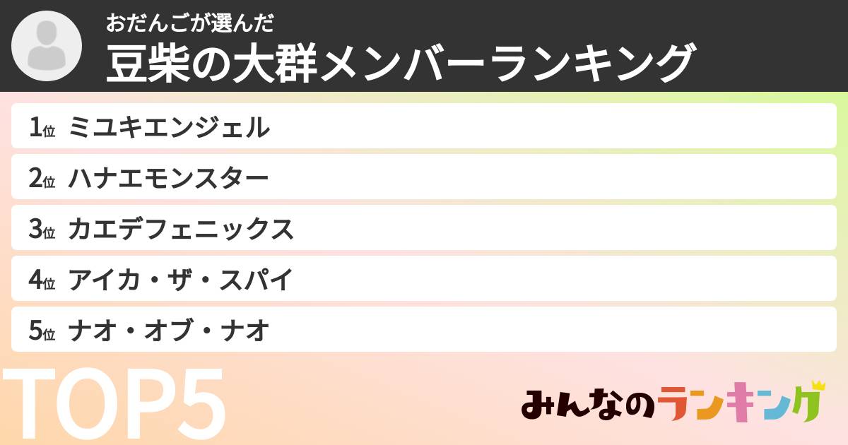 おだんごさんの「豆柴の大群メンバーランキング」