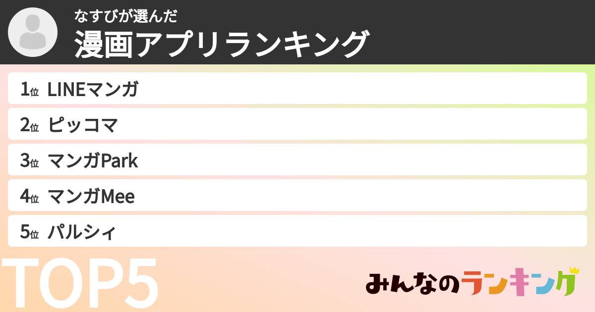なすびさんの「漫画アプリランキング」