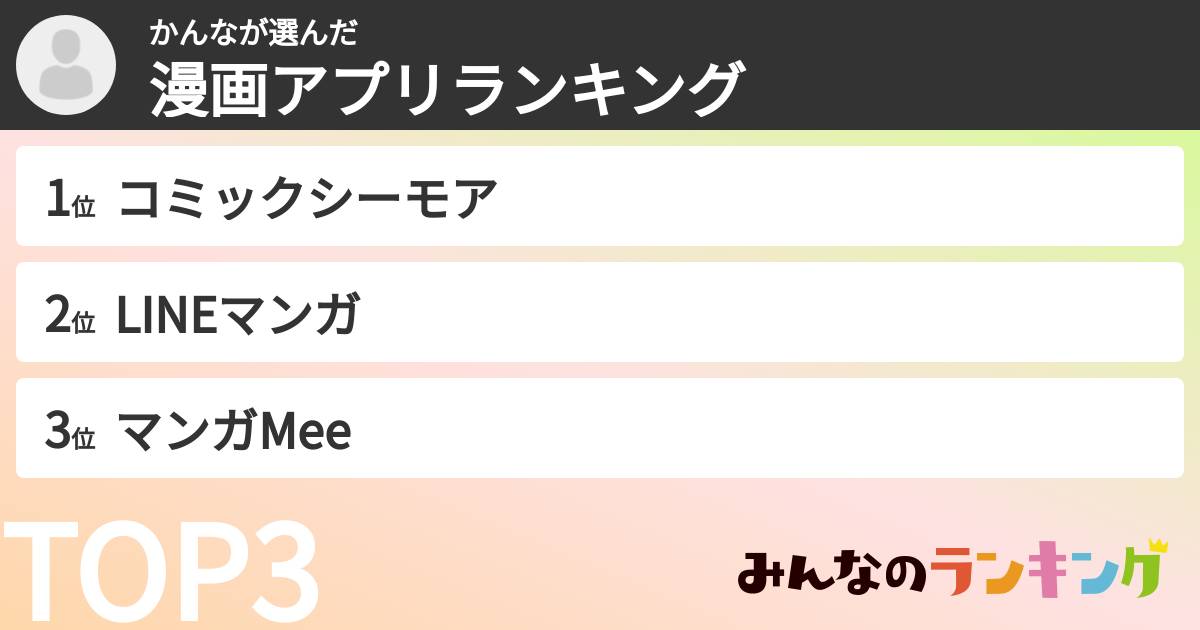かんなさんの「漫画アプリランキング」