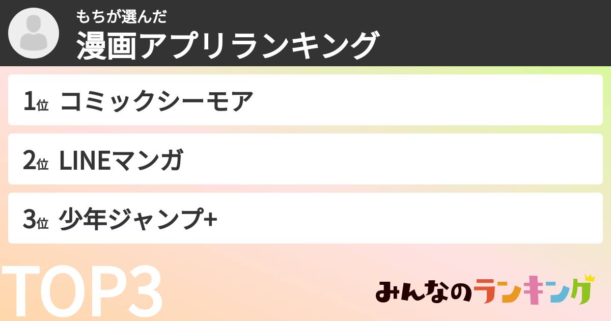 もちさんの「漫画アプリランキング」