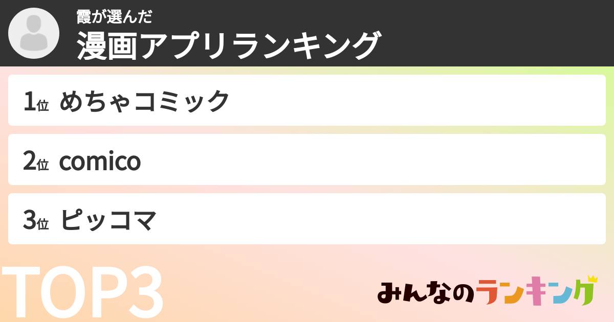 霞さんの「漫画アプリランキング」