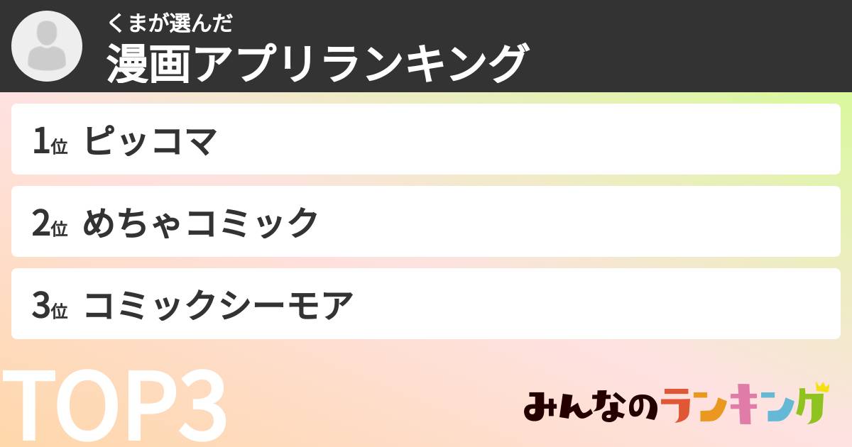 くまさんの「漫画アプリランキング」