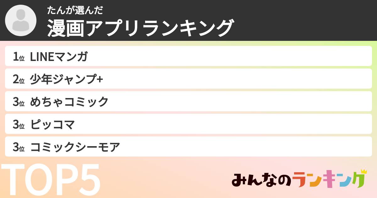 たんさんの「漫画アプリランキング」