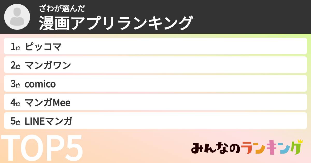 ざわさんの「漫画アプリランキング」