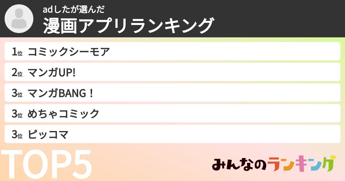 adしたさんの「漫画アプリランキング」