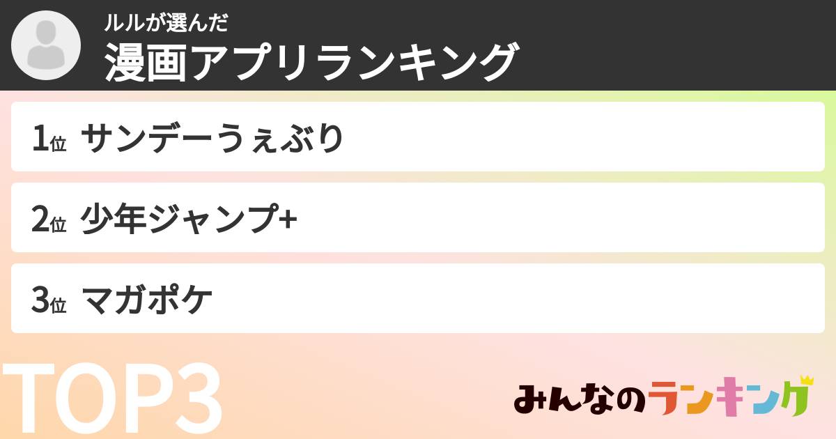 ルルさんの「漫画アプリランキング」