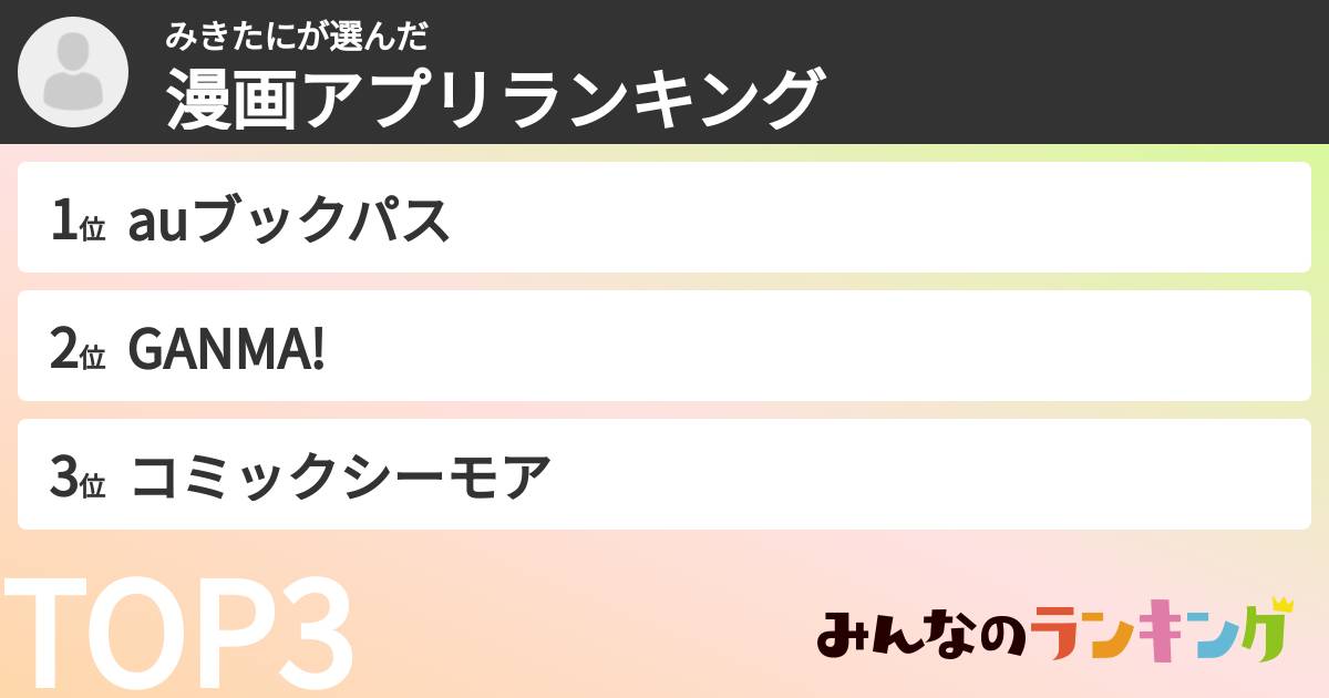 みきたにさんの「漫画アプリランキング」