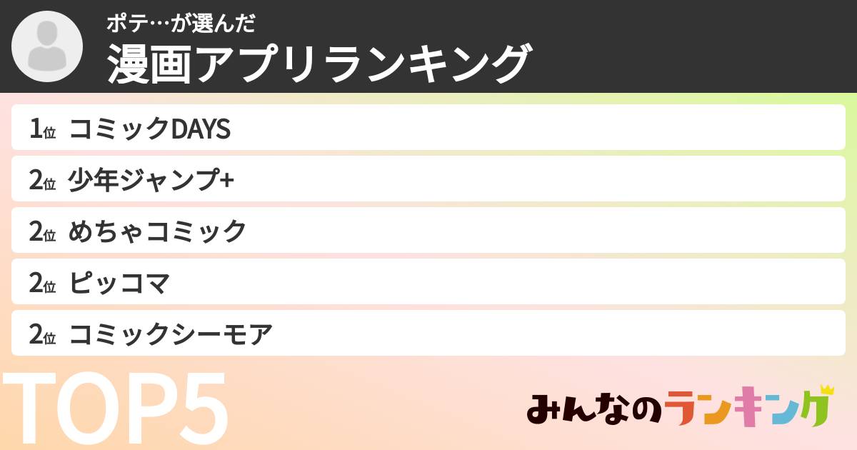 ポテ…さんの「漫画アプリランキング」