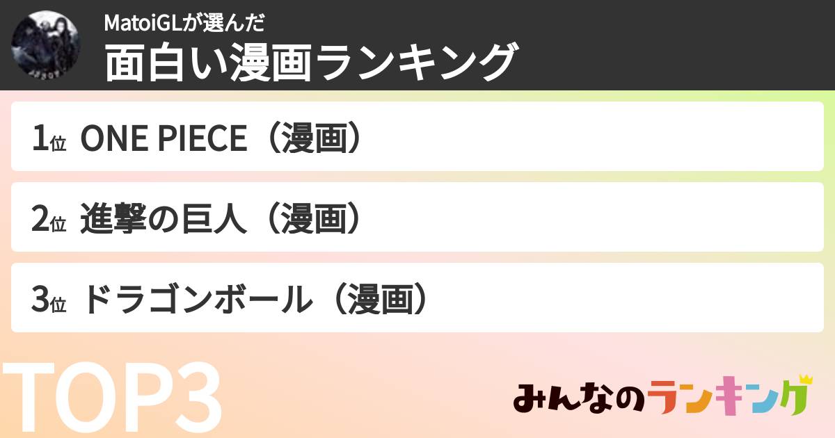 MatoiGLさんの「面白い漫画ランキング」