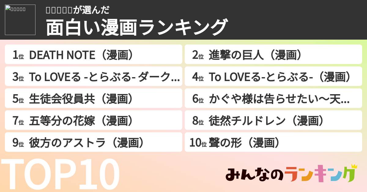 🔻𝕂𝕪𝕠🔻さんの「面白い漫画ランキング」
