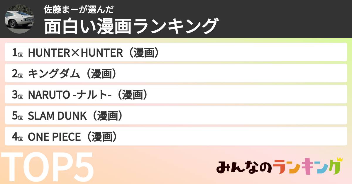 佐藤まーさんの「面白い漫画ランキング」